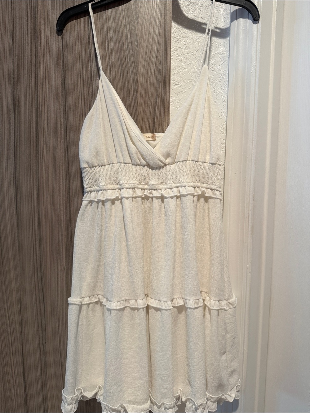 Altar'd State Cream Spaghetti-Strap Tiered Mini Dress